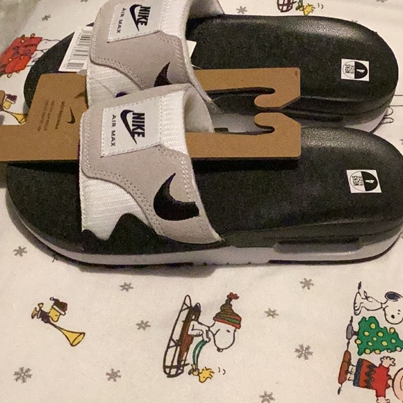 Nike Air Max 1 "White/Black/Lt Neutral Grey"slides - Picture 4 of 5